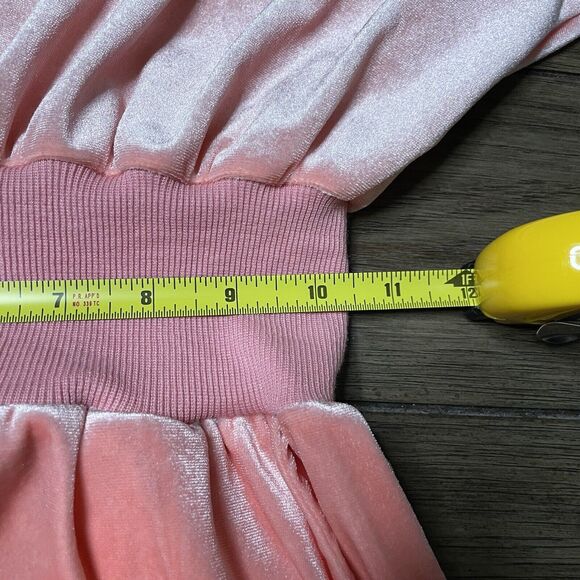 Eros Velour Barbiecore Sweater Dress Jumpsuit Long Sleeved Hoodie Pink Size XS - Picture 9 of 11